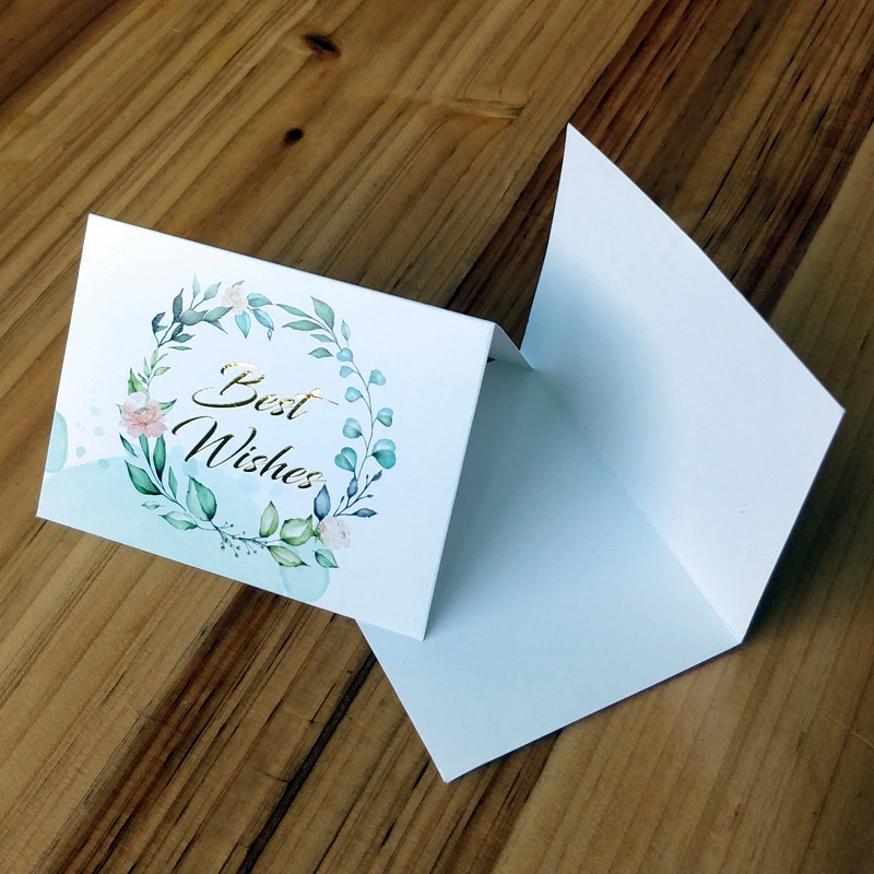 Simple European-style gilded creative thank-you card, baking flower shop birthday folding card, positive review after-sales service card pic 36