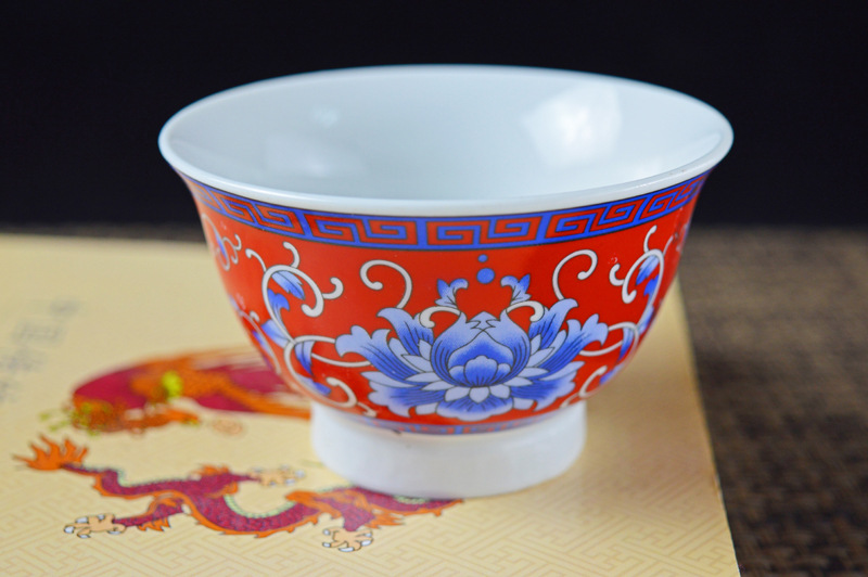厂家供应3.6寸双龙八吉祥藏式陶瓷碗特色民族碗酥油茶碗 仿古贡碗详情25