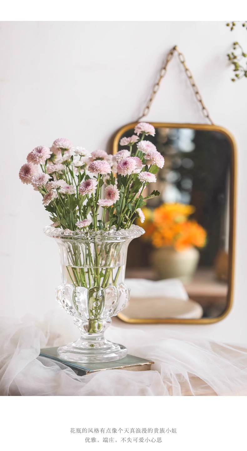 北欧ins高颜值罗马高脚风灯透明玻璃花瓶水养鲜花插花器餐桌摆件详情7