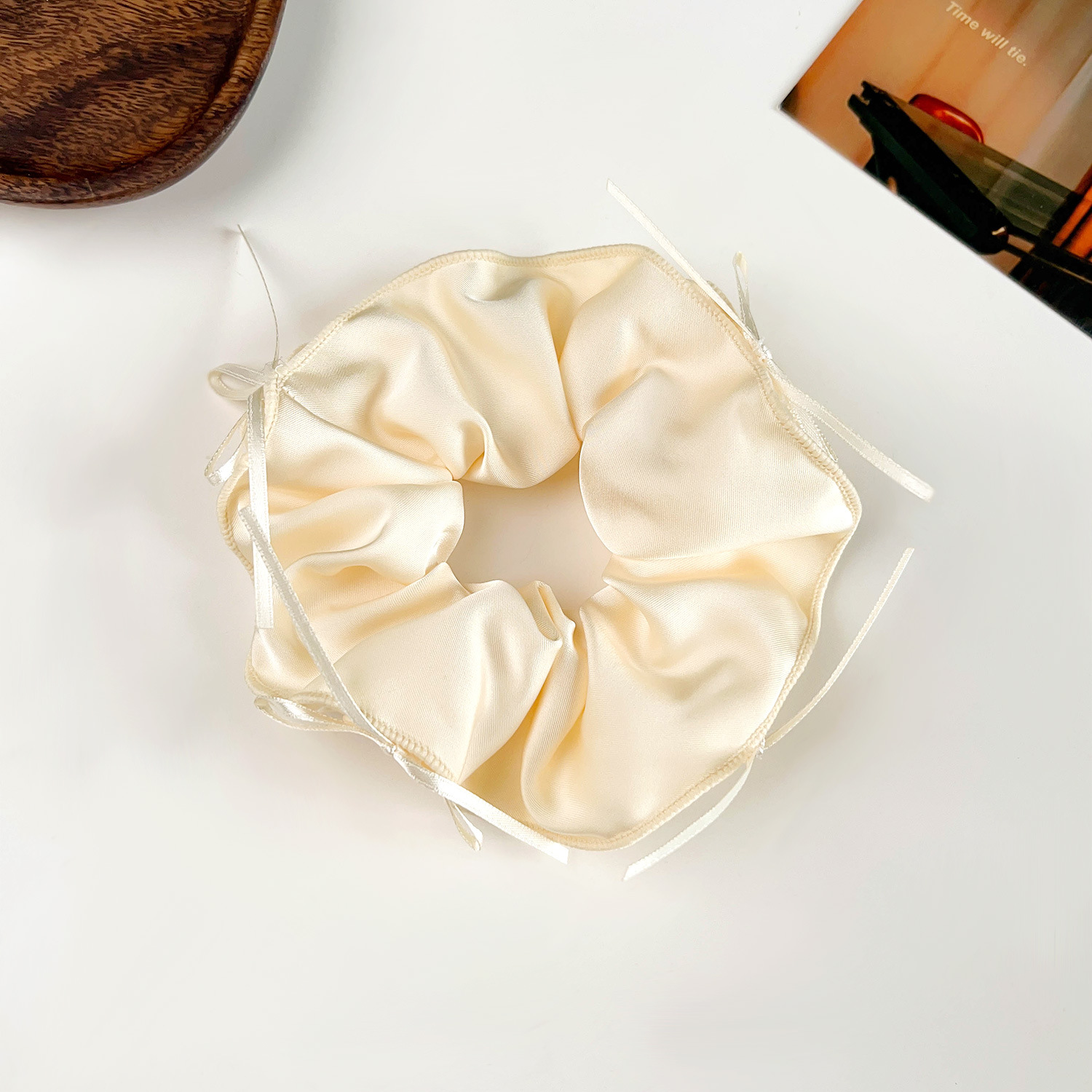 甜美芭蕾风丝带蝴蝶结大肠发圈少女扎发气质缎面发绳大号头绳发饰详情10