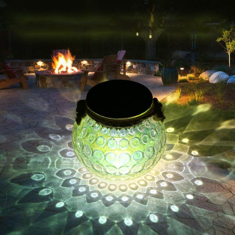 led solar glass lights, cross-border Mason can lights, outdoor courtyard decorative light and shadow hanging lights, solar lights pic 5