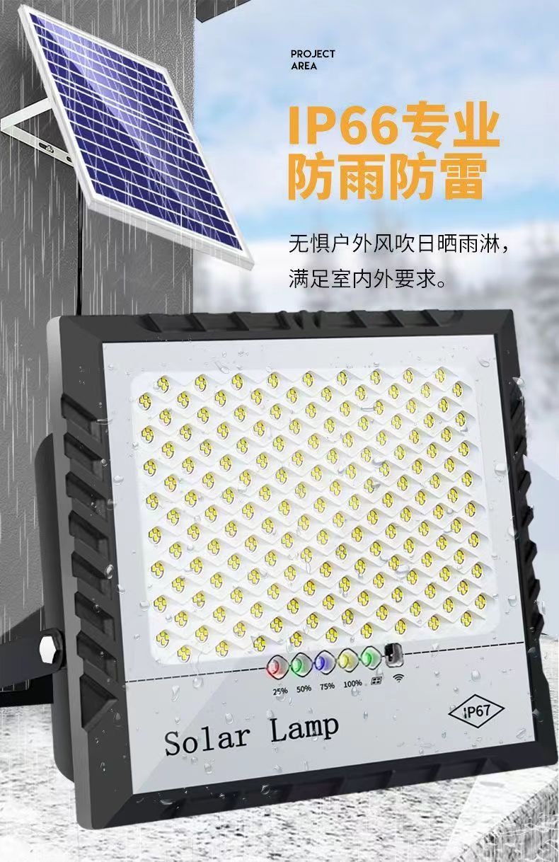 新款满天星太阳能投光灯 led光控防水路灯定时照明户外庭院灯批发详情1