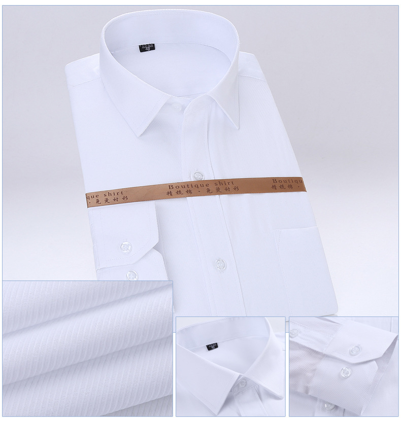Primavera 2024 camisas blancas de manga larga para hombres modelo de color sólido juventud slim fit negocios ropa de trabajo sin plancha ropa de trabajo para hombres pic 16