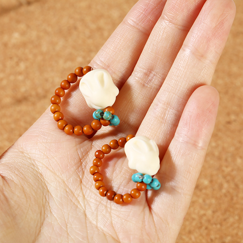 White jade Bodhi root multi-treasure prayer beads mobile phone chain, retro olive ring pendant, anti-loss creative car bag pendant pic 6