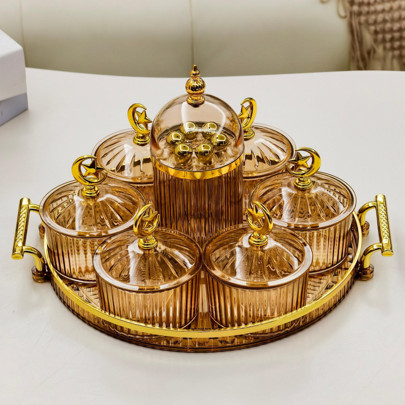 干果碟小吃碟圆形透明点心分格盘家用水果盘带塑料盖北欧轻奢果碟干果碟小吃碟圆形透明点心分格盘家用水果盘带塑料盖北欧轻奢果碟详情9