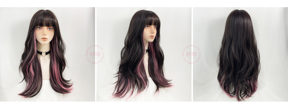 Jiahe wigs feature curly hair, long hair, natural air, bangs, and a trendy vibe. They are colorful ear-hanging, dyed, and highlighted personalized wigs pic 6