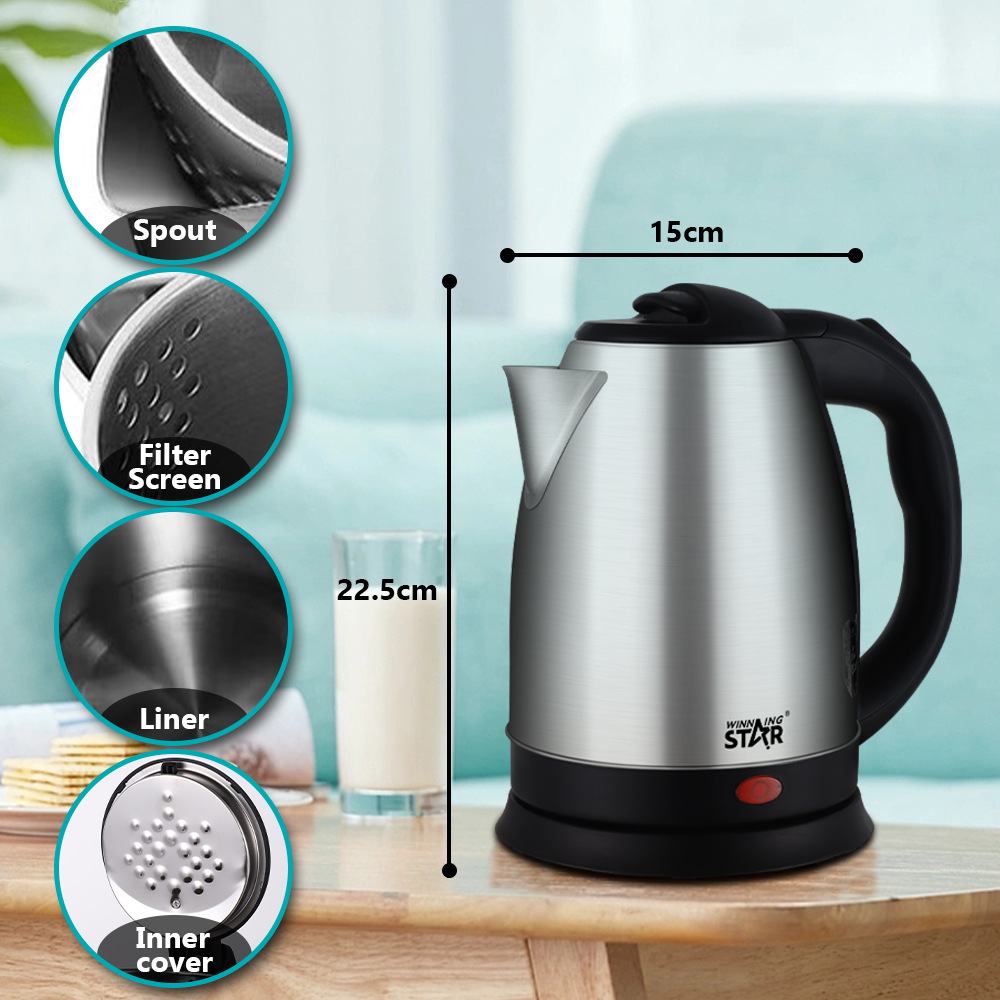 winning star cross-border exclusive stock 1.8L stainless steel electric kettle and kettle for household small appliances pic 3