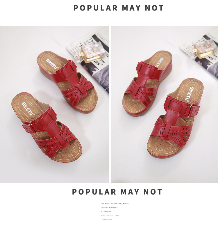 New European and American sandals for women, cross-border car line, mom shoes, large-sized sandals, wedge heel slippers, one-piece consignment pic 47
