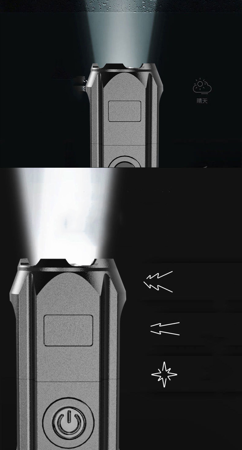 New telescopic zoom high-intensity flashlight, USB charging 18650 flashlight, small and portable, focusing, long-range and floodlight pic 7