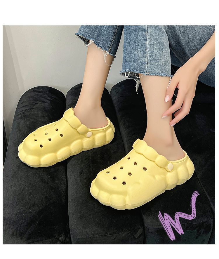 可爱云朵洞洞鞋女夏季外穿2023新款防滑踩屎感厚底包头凉鞋拖鞋女详情6
