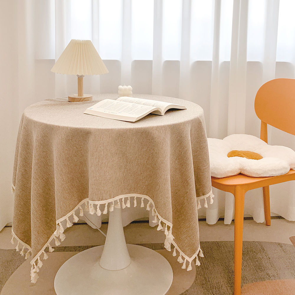日式流苏棉麻桌布ins风小清新书桌装饰布氛围感圆桌茶几餐桌台布详情6