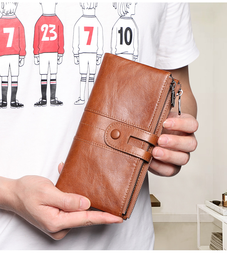 复古真皮女士钱包 韩版时尚手机包头层牛皮rfid长款钱包 purse详情27