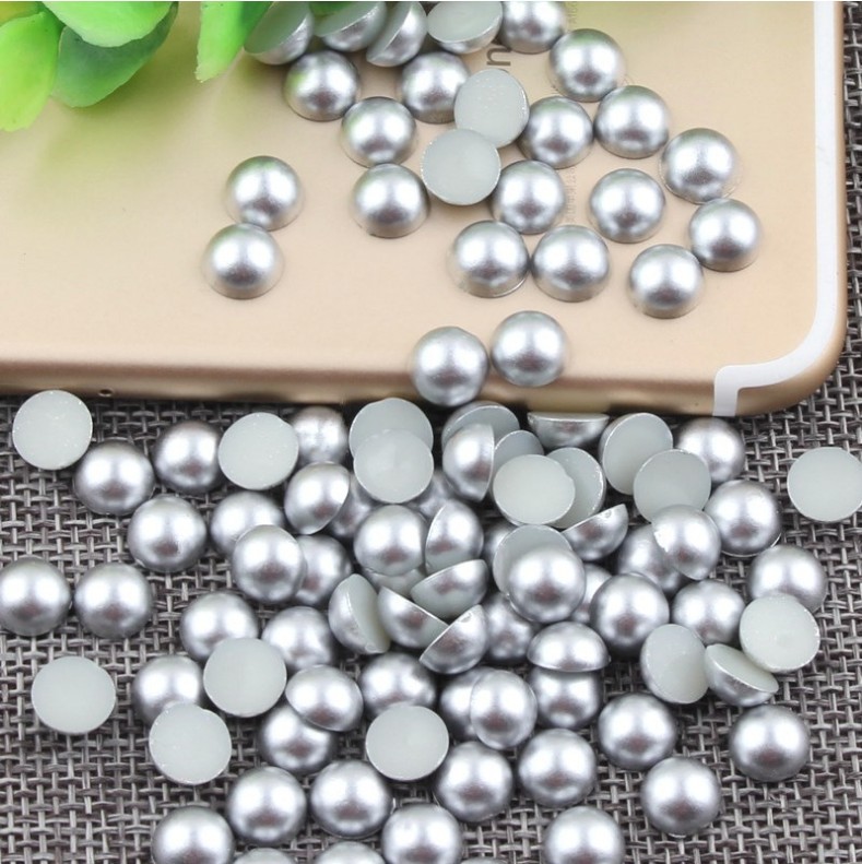 ABS imitation pearl semi-circle, gold and silver diy jewelry accessories, semi-circle resin accessories, semi-circle flat-bottomed pearls pic 1