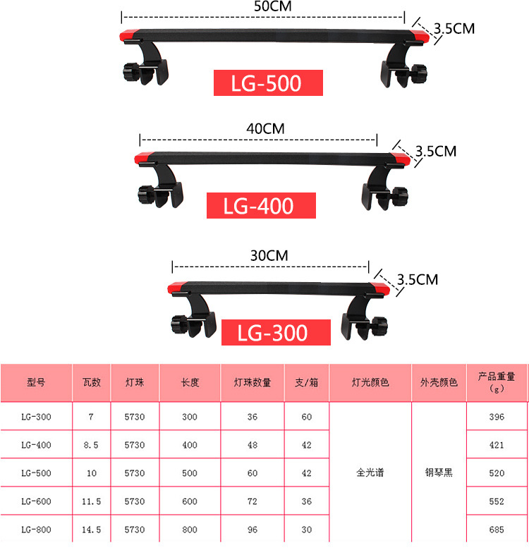 Aquarium LED lighting stand, aluminum alloy aquatic plant lamp, aquarium double-row clamp lamp, cross-border version pic 28