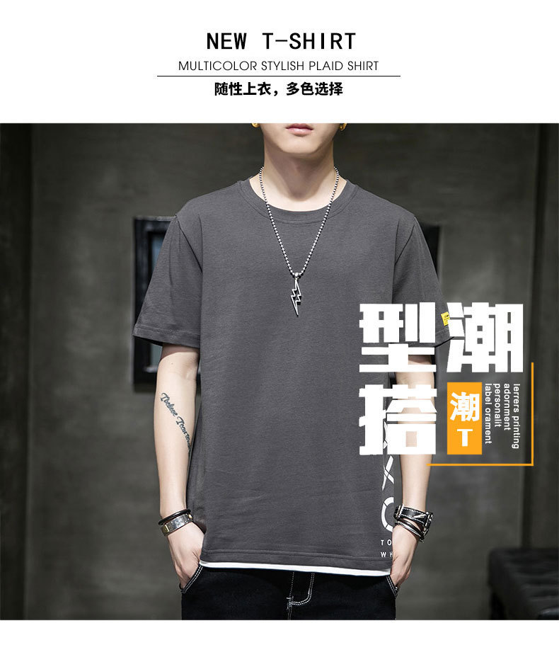 Short-sleeved T-shirt for men, Korean style, summer loose cotton T-shirt, cross-border new style, student bottom layer, half-sleeved shirt pic 21