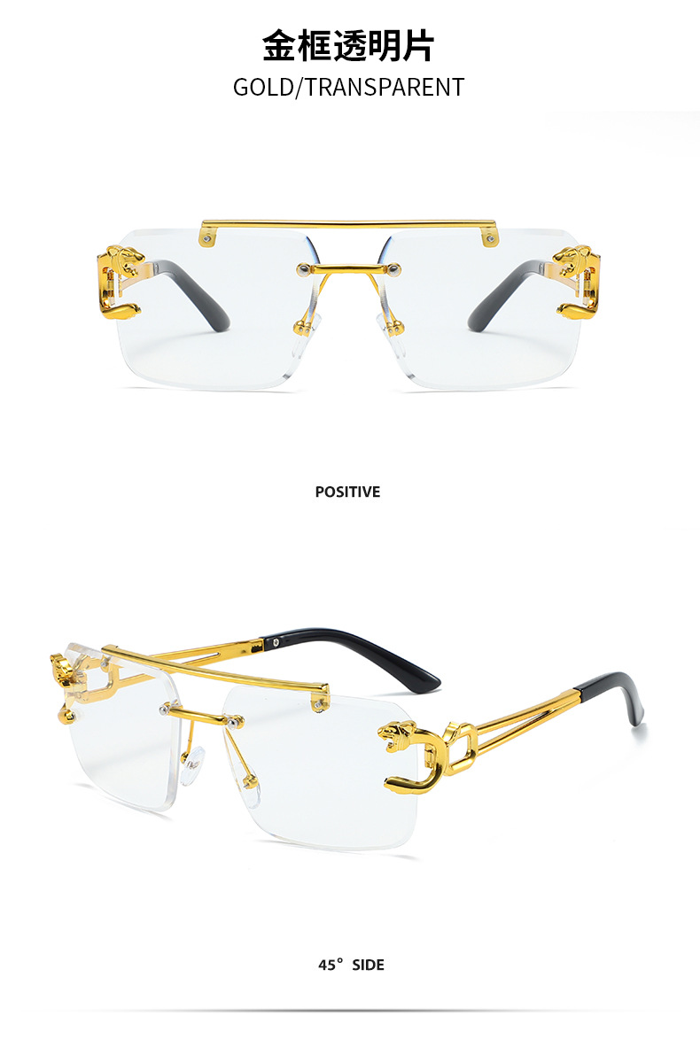 新款时尚个性无框豹子头双梁太阳镜潮流户外驾驶个性潮流墨镜详情14