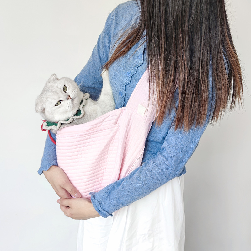 Pet cat bag: Simple and cute, lace cat canvas bag, portable, large, crossbody single-shoulder bag for going out pic 9