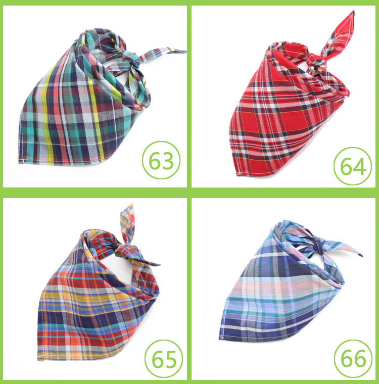 Pet scarf: Fashionable Scottish style checkered dog drool towel, thickened velvet cotton pet triangle towel pic 18