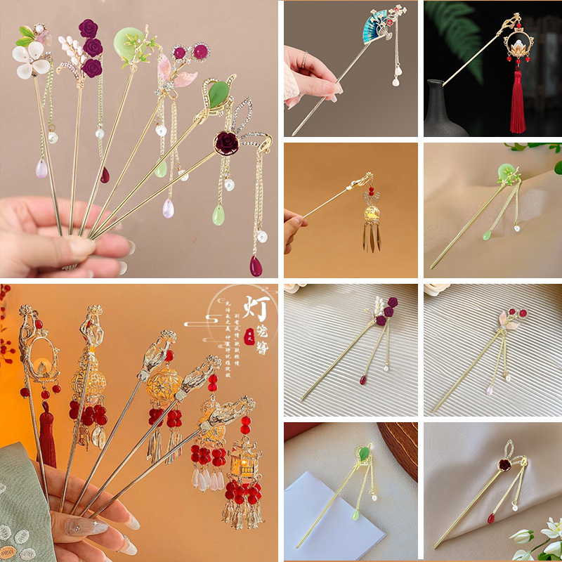 New Chinese-style alloy hair clips, plum blossom tassels, bangs clips, elegant hair clips, bride cheongsam, duckbill clips, and headwear for women from the national trend series pic 10