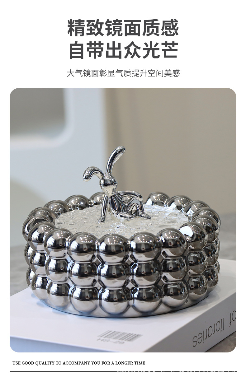 轻奢陶瓷烟灰缸ins高级感家用客厅烟缸带盖防飞灰大号高档煙灰缸详情6