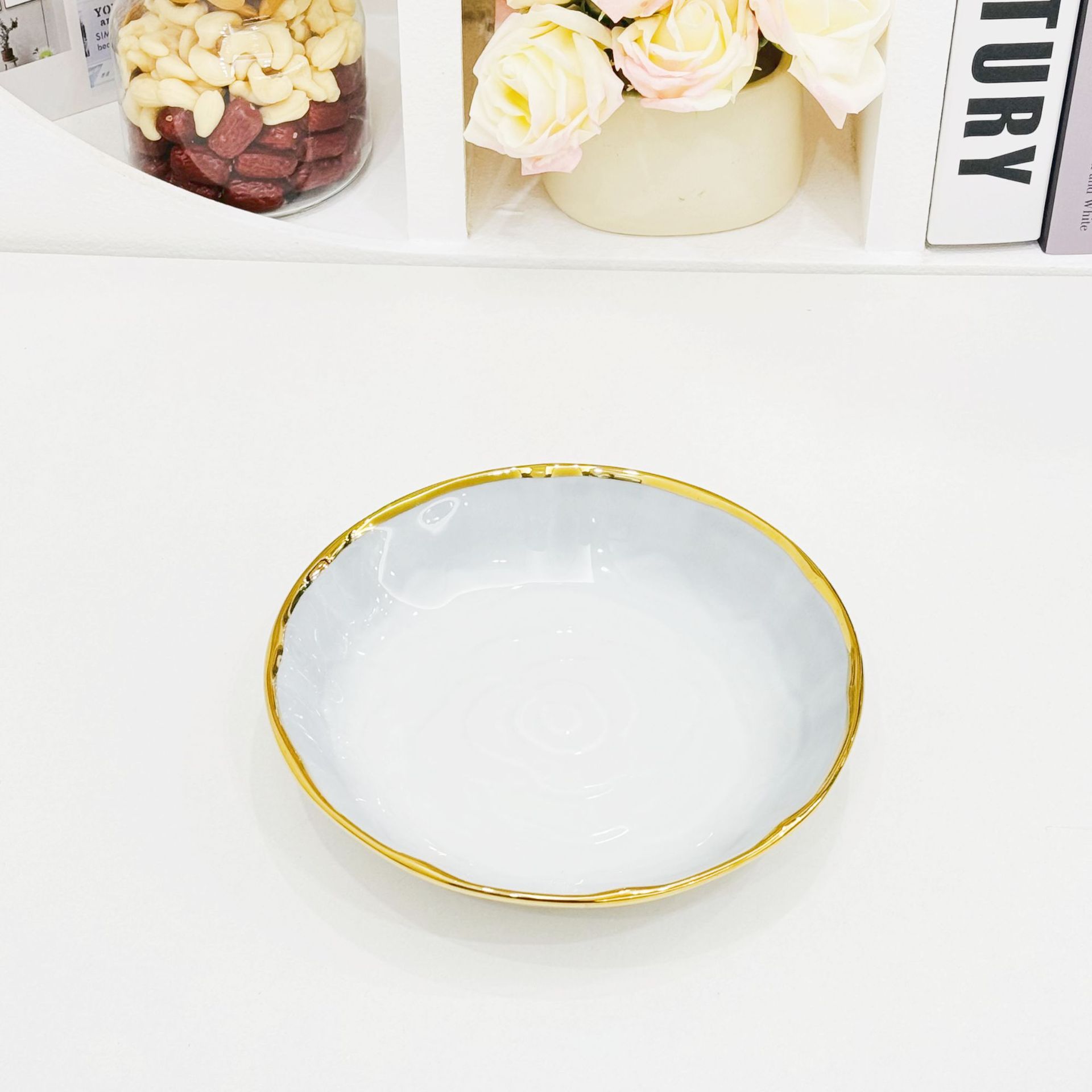 A set of household light luxury and high-end printed bowls, bone China 2024 new style, beautiful ceramic bowls, plates, bowls and tableware pic 18