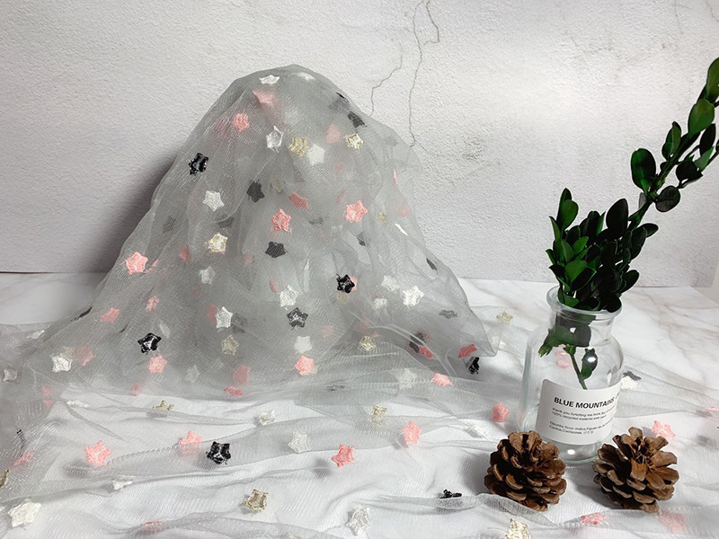 Customized home textile and clothing accessories from manufacturers, embroidered little star mesh fabric, skirts, wedding dresses, lace accessories pic 7