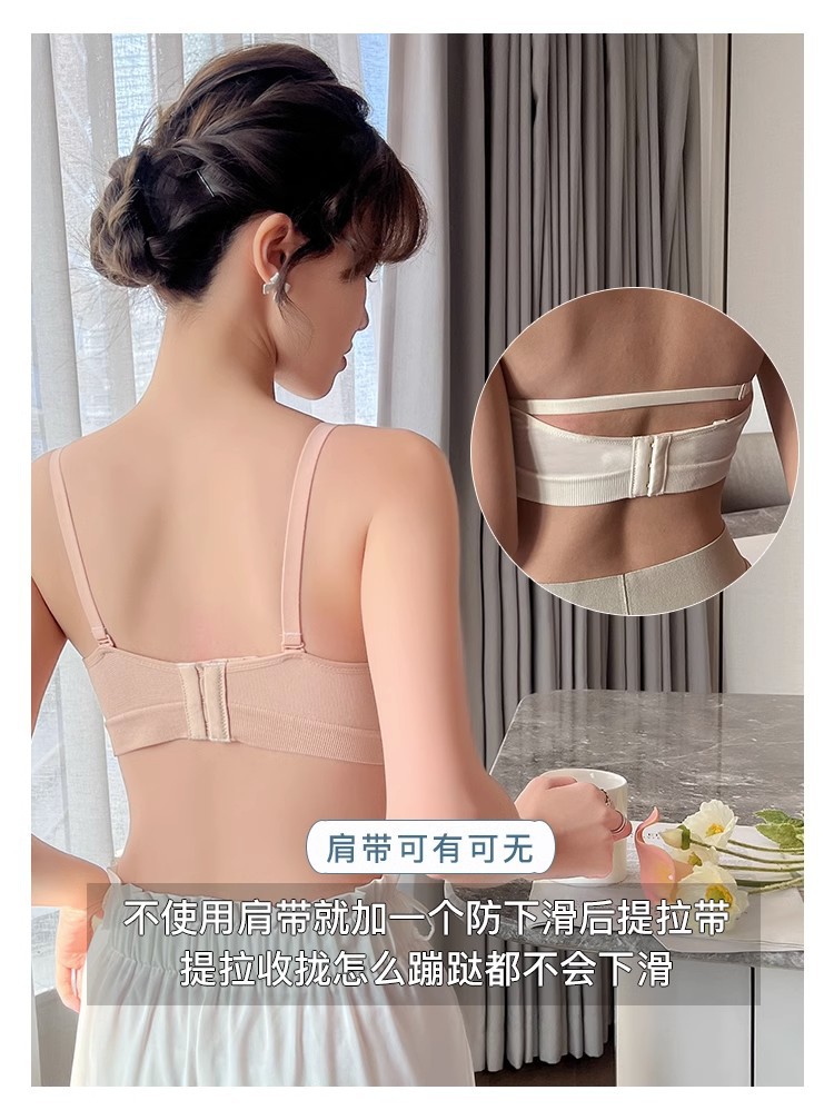 无肩带内衣女夏季薄款大胸显小胸聚拢抹胸防滑隐形防走光文胸女详情8