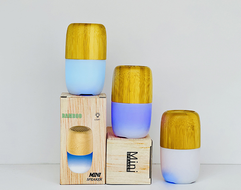 创意胶囊蓝牙音箱带灯炫彩户外便携式小圆柱音响木纹新款外贸礼品详情15