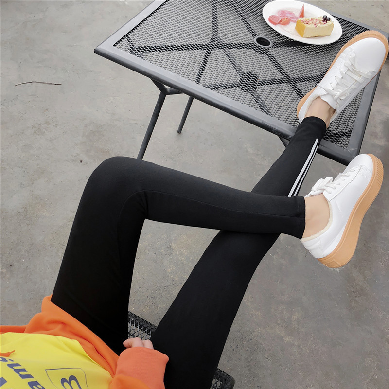 Spring new Korean-style side-striped five-star printed slimming nine-inch skinny pants pic 3