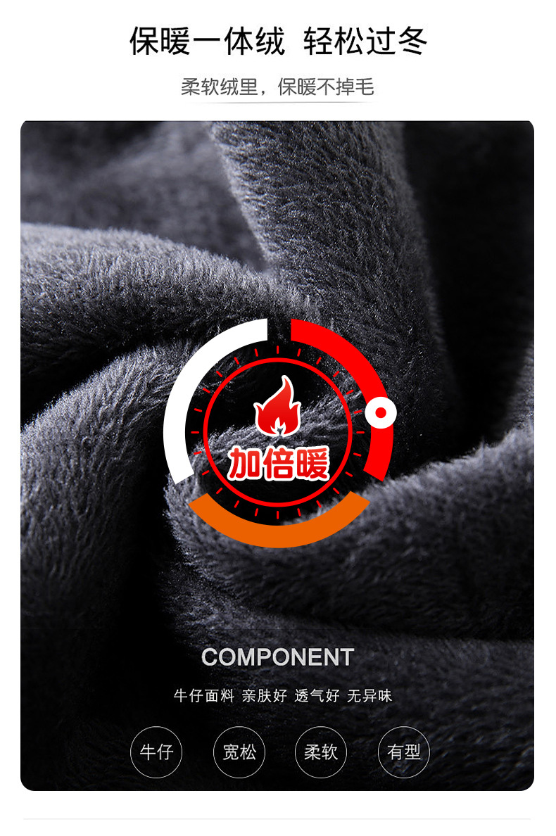 American trendy stretch jeans for men, thickened with fleece, loose straight leg, casual and versatile washed long pants for men pic 10