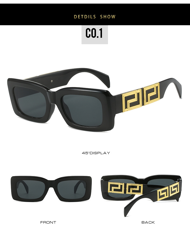 2023跨境新款方框太阳镜 欧美时尚简约品牌设计师百搭街拍墨镜女详情7