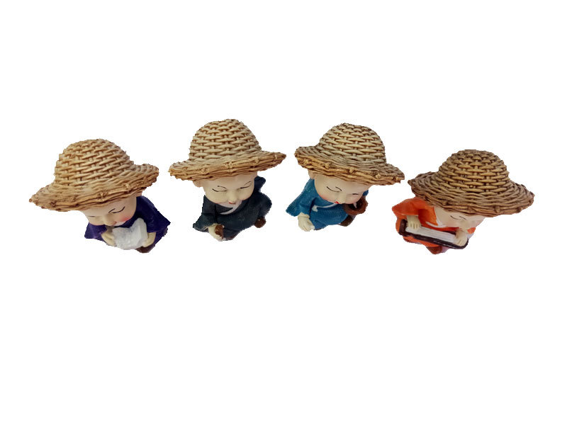 草帽和尚汽车小摆件  家居树脂工艺品装饰摆件 新款创意草帽和尚详情9