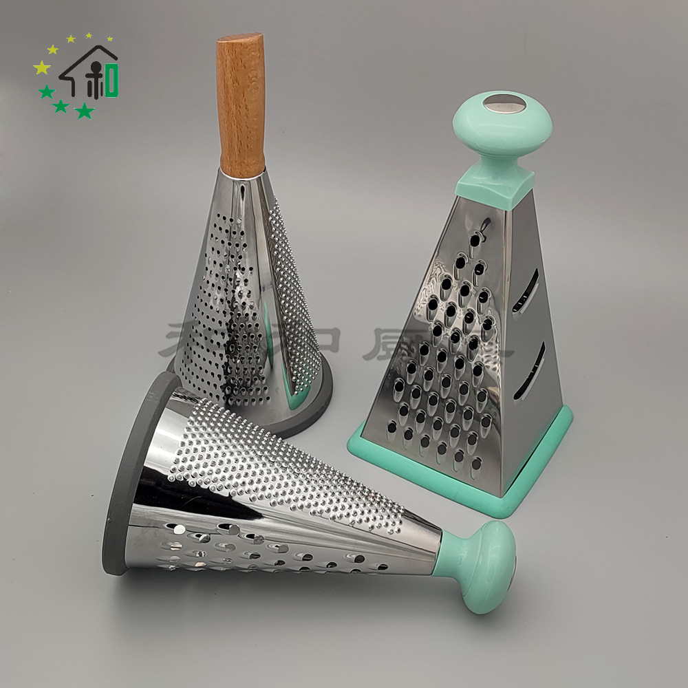 9-inch vertical stainless steel conical three-sided vegetable grater, cheese and cheese grater, wooden handle, multi-functional fruit and vegetable grater pic 18