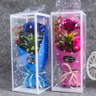 三八节花束礼盒pvc礼盒金箔香皂花礼物店庆赠品毕业季七夕节礼物详情9