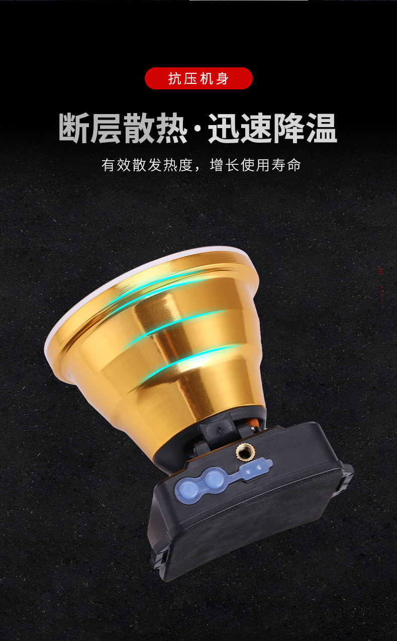奇量奇亮品牌强光头灯远射充电大光斑长续航头灯夜钓捕鱼厂家批发详情9
