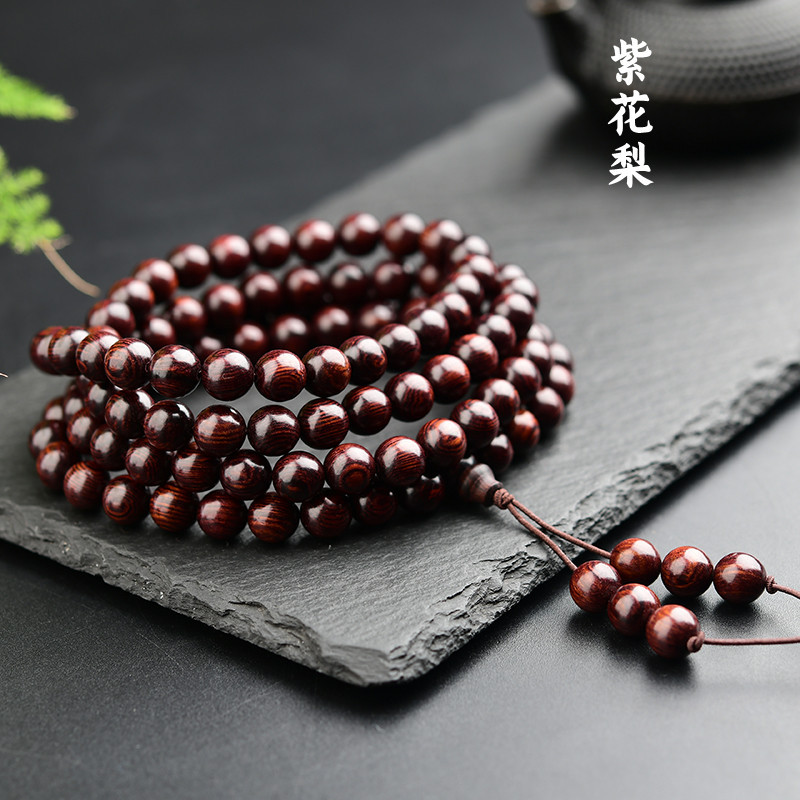 Wholesale of wooden cultural and recreational bracelets made of yellow rosewood, old mountain sandalwood, yellow rare sandalwood, agarwood, green sandalwood Buddhist prayer beads and prayer beads for women pic 18