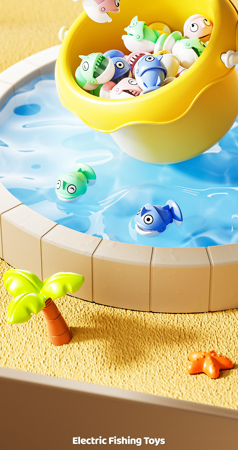 儿童钓鱼玩具池套装宝宝戏水磁性钓鱼竿益智锻炼男孩女孩互动游戏详情8