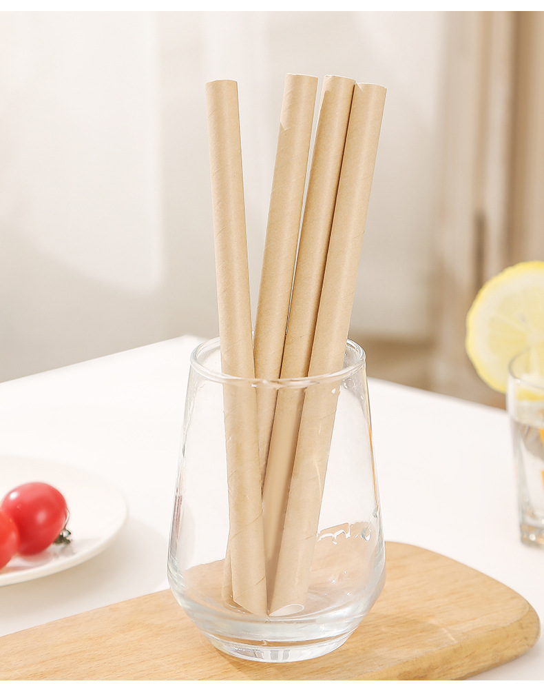 纸吸管一次性可降解纸质吸管粗 独立包装牛皮纸珍珠奶茶吸管细详情9
