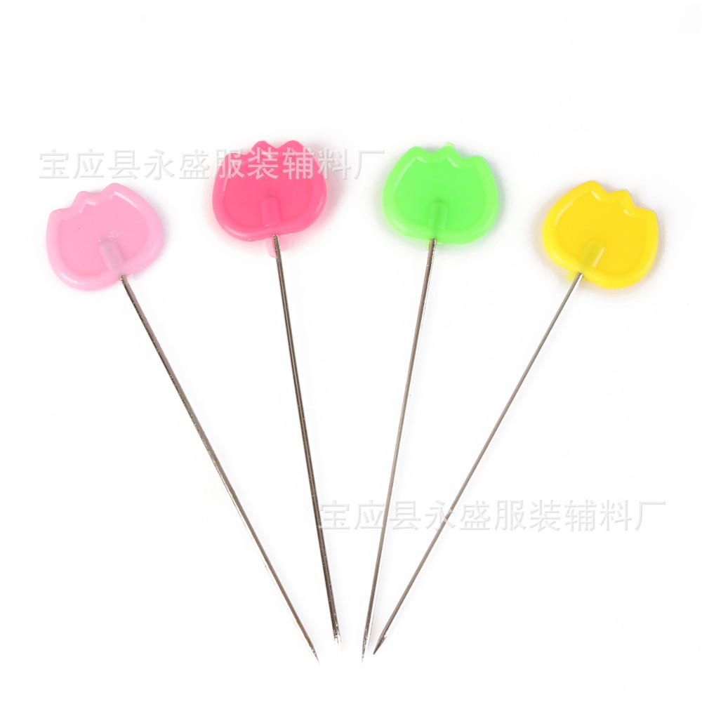工厂供应彩色小鸟针郁金香形大头针手工装饰塑料定位裁剪针批发详情8
