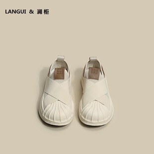 【澜柜】北海道 厚底系带帆布鞋女2022年新款网面平底小白鞋子女详情5