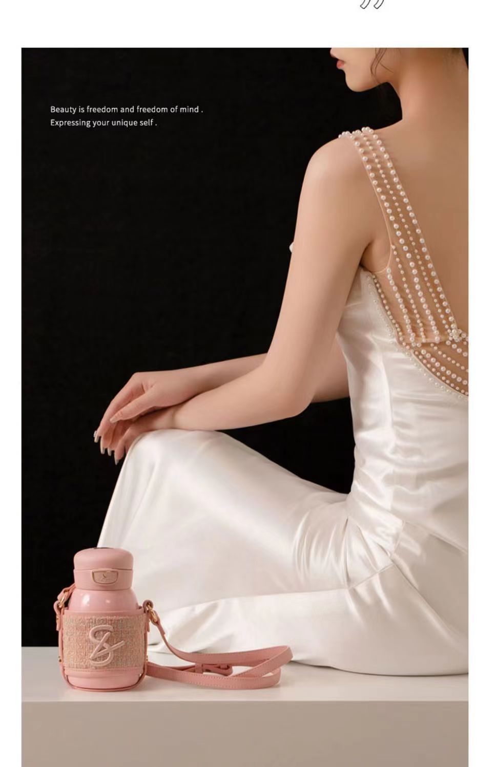 HISAYLEE小立高颜值媛悦双饮吸管水杯子保温杯杯套手拎便携女生礼详情9