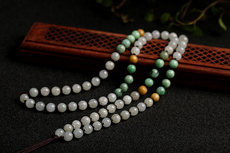 Natural jadeite A-grade round beads 7mm woven necklace rope round bead pendant hanging rope jadeite bead chain pic 7