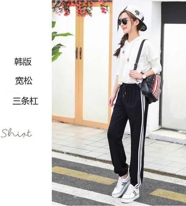 运动裤女宽松薄款春夏季2024款韩版时尚百搭中学生BF休闲小脚裤子详情4