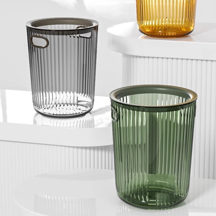 Wholesale of large-sized plastic trash cans for environmental sanitation toilets, outdoor tabletop classification, uncovered, transparent household trash cans for hotel kitchens pic 5