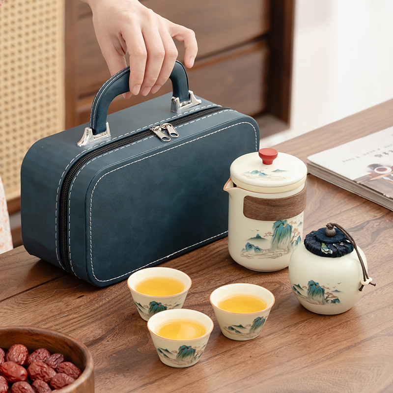 Wholesale of portable kung Fu tea sets for travel, Japanese-style outdoor quick guest cups, and business gifts for festivals pic 5