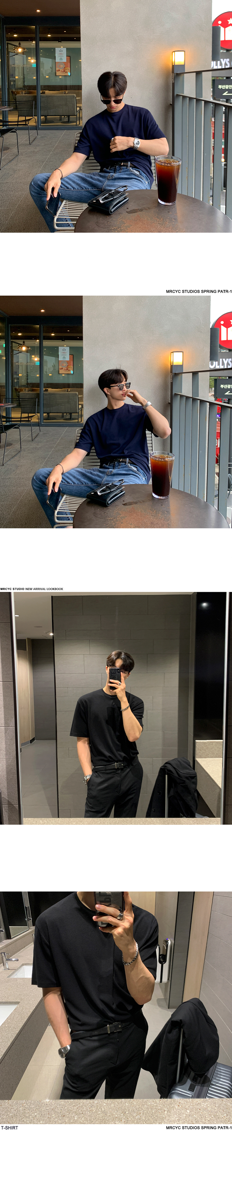 MYQ短袖T恤男士夏季宽松韩版潮流高级感纯棉百搭五分袖纯色体恤详情11