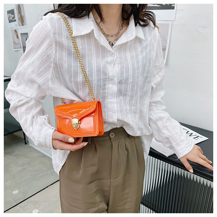 2021夏季新款PVC果冻包mini时尚花边小方包化妆包单肩斜挎ins女包详情36