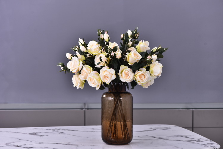 Factory wholesale of 5-head simulated rose with charred edges, retro Greek rose, living room, hotel and homestay photography props rose pic 40