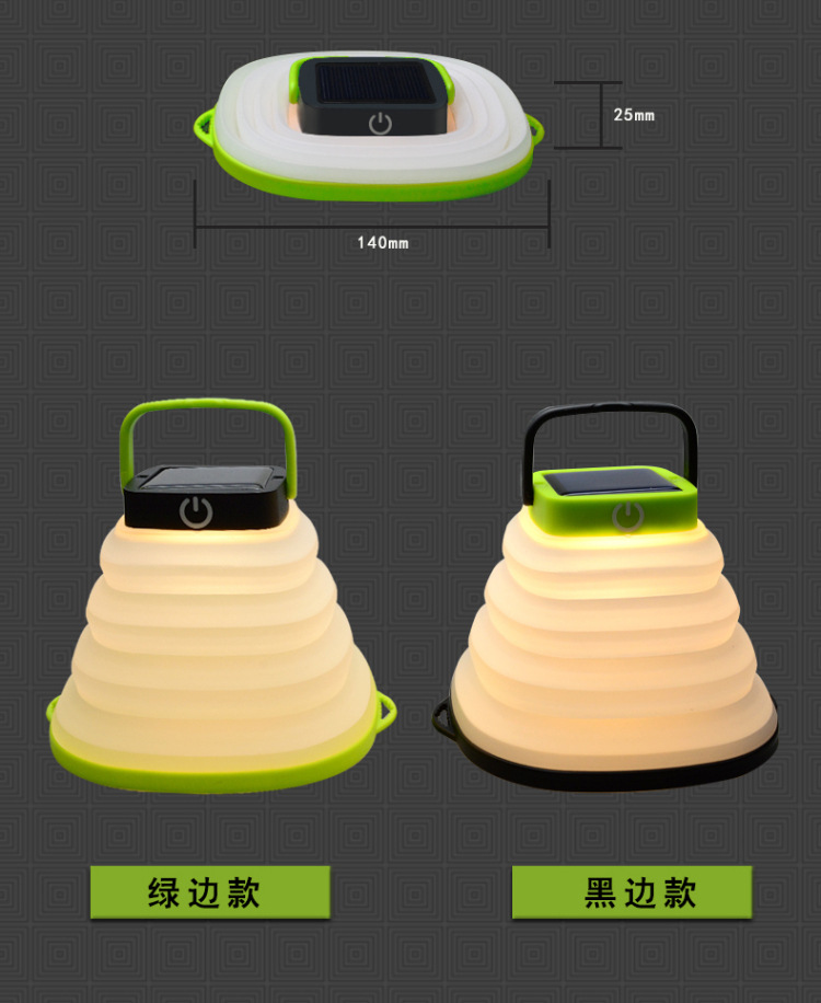 Outdoor portable USB charging foldable LED camping lamp, solar camping lamp, retractable hanging silicone tent lamp pic 11
