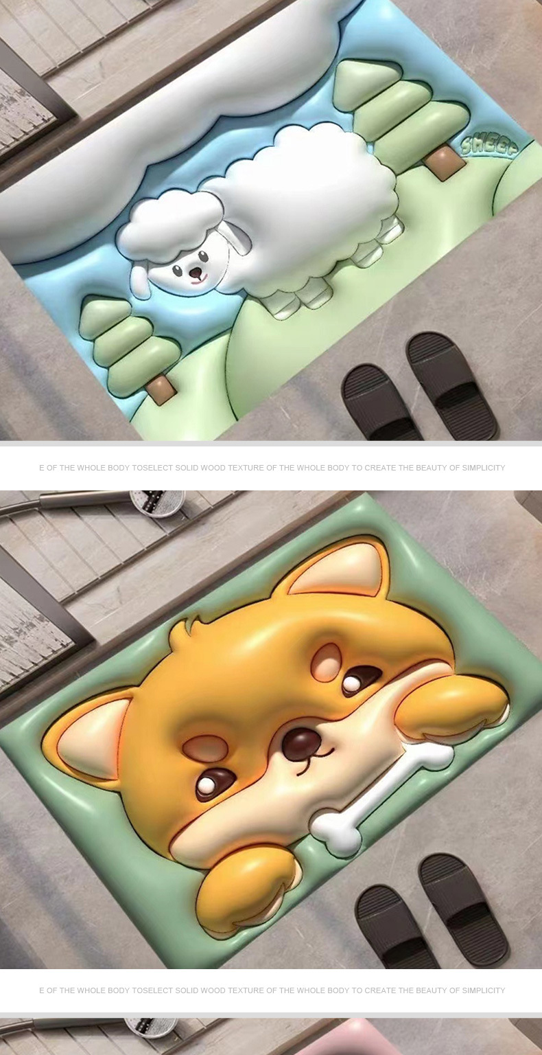新款膨胀3D视觉硅藻泥地垫浴室蹭脚吸水门垫入户卡通硅藻泥地垫详情9